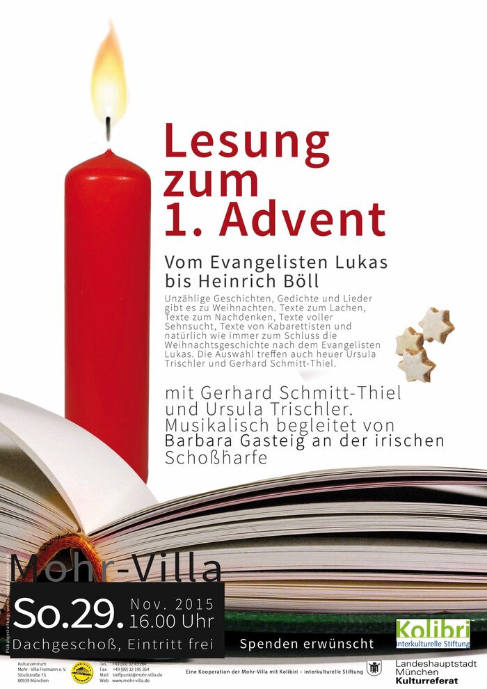 Plakat zur Veranstaltung: Lesung zum 1. Advent
