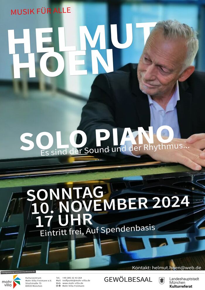 Plakat zur Veranstaltung: Musik für Alle: Helmut Hoen Solo Piano