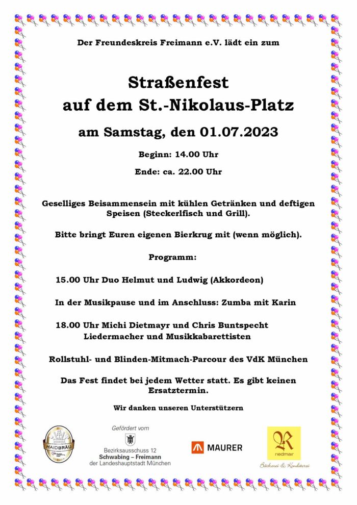 Plakat zur Veranstaltung: Straßenfest