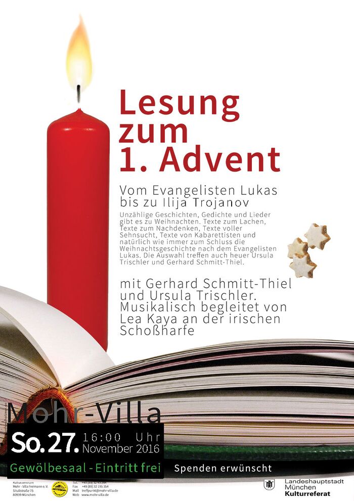Plakat zur Veranstaltung: Lesung zum 1. Advent