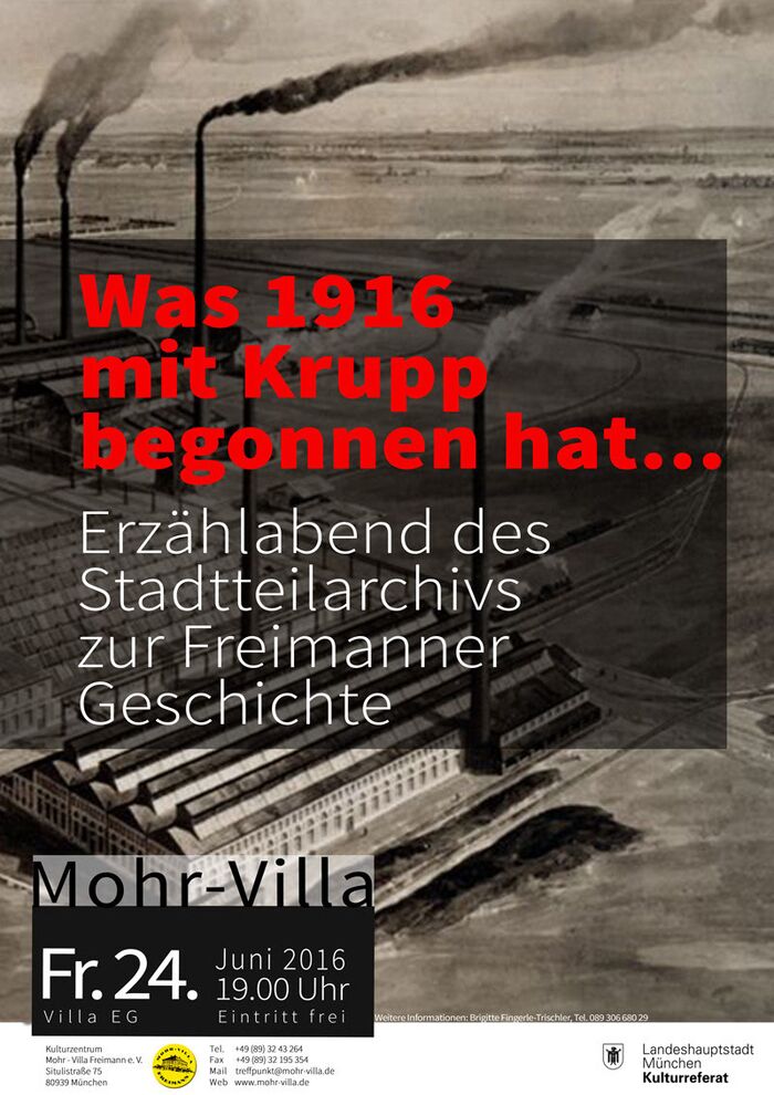 Plakat zur Veranstaltung: Was 1916 mit Krupp begonnen hat...