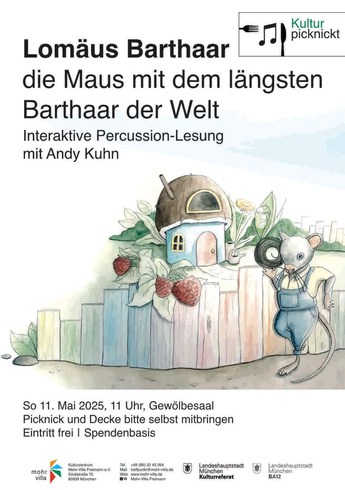 Plakat zur Veranstaltung: Kultur picknickt: Lomäus Barthaar - die Maus mit dem längsten Barthaar der Welt