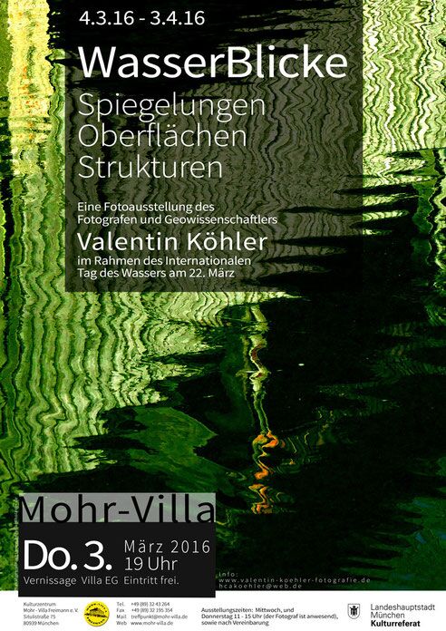 Plakat zur Veranstaltung: WasserBlicke. Spiegelungen – Oberflächen – Strukturen