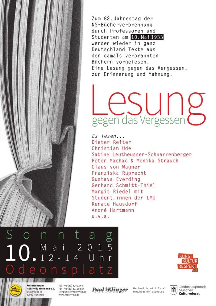 Plakat zur Veranstaltung: Bücher aus dem Feuer