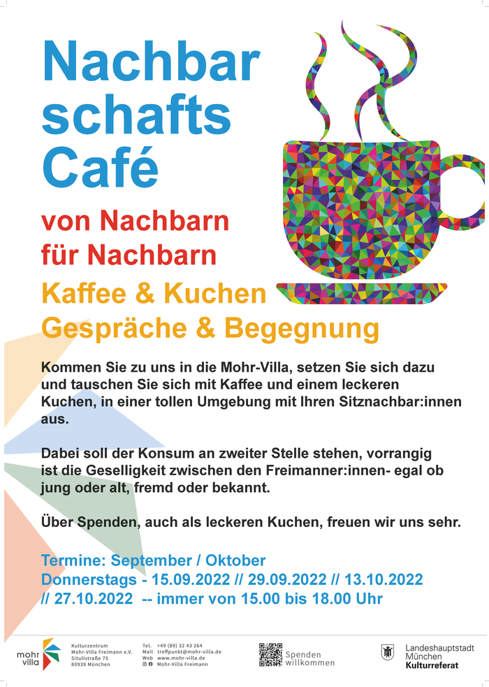 Plakat zur Veranstaltung: Nachbarschafts-Café - 2x im Monat