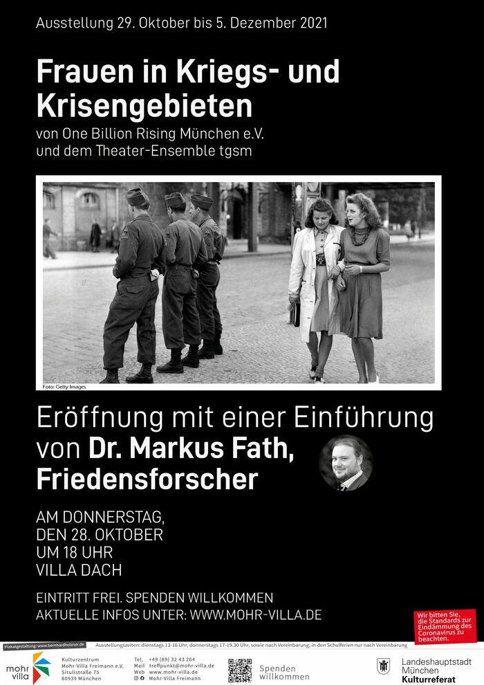 Plakat zur Veranstaltung: Frauen in Kriegs- und Krisen­gebieten