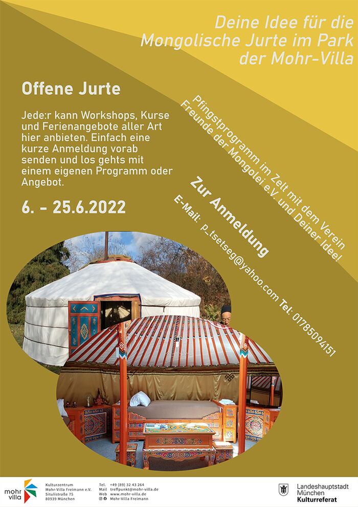 Plakat zur Veranstaltung: Mongolische Jurte zu Gast im Park der Mohr-Villa