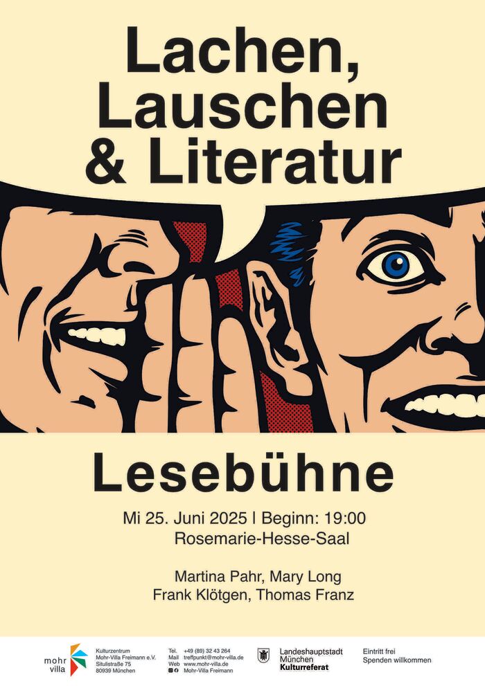 Plakat zur Veranstaltung: Lesebühne: Lachen, Lauschen & Literatur