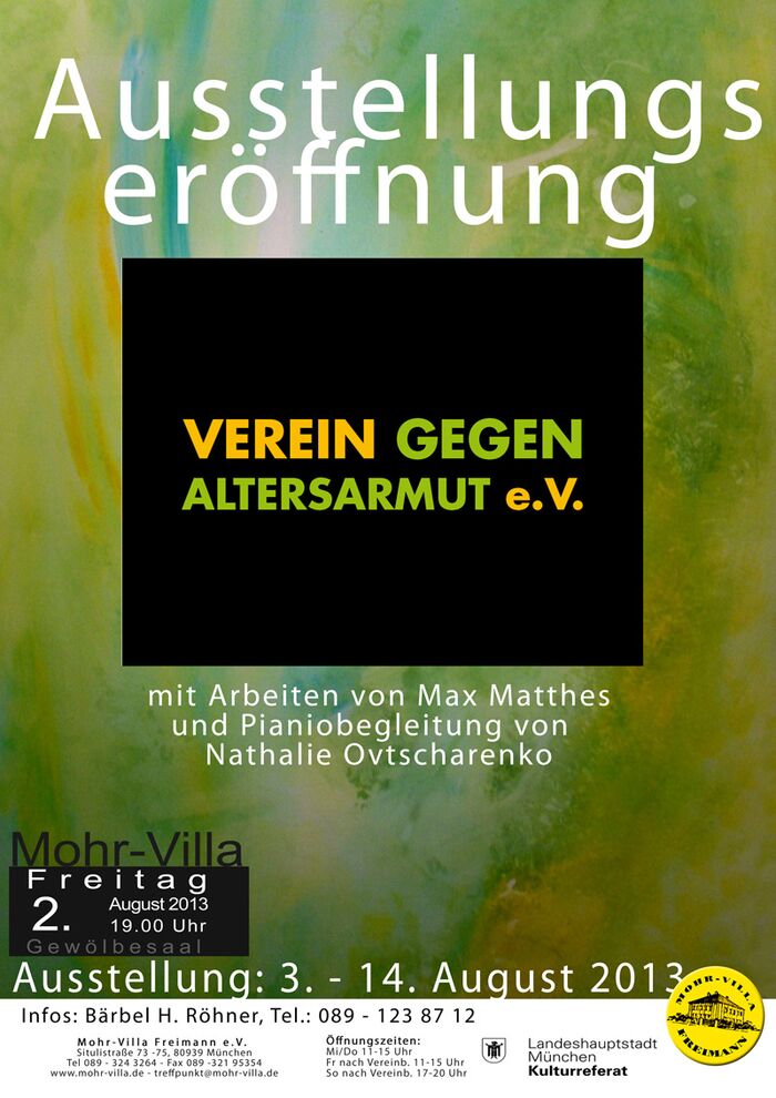 Plakat zur Veranstaltung: Kunst gegen Altersarmut