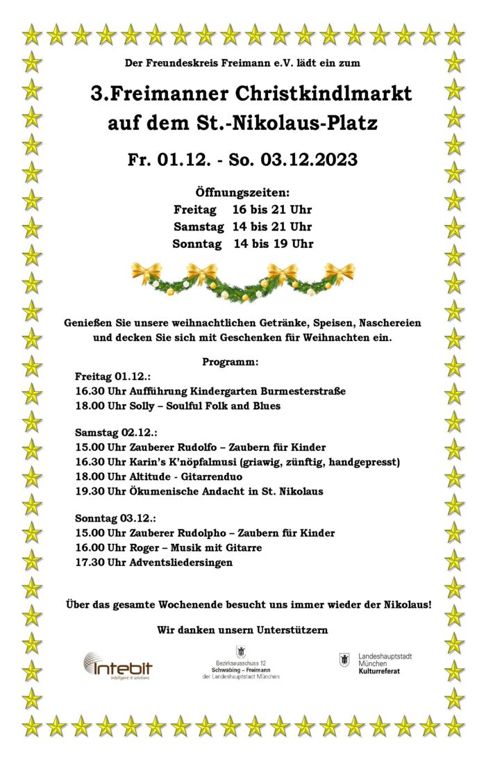 Plakat zur Veranstaltung: Freimanner Christkindlmarkt