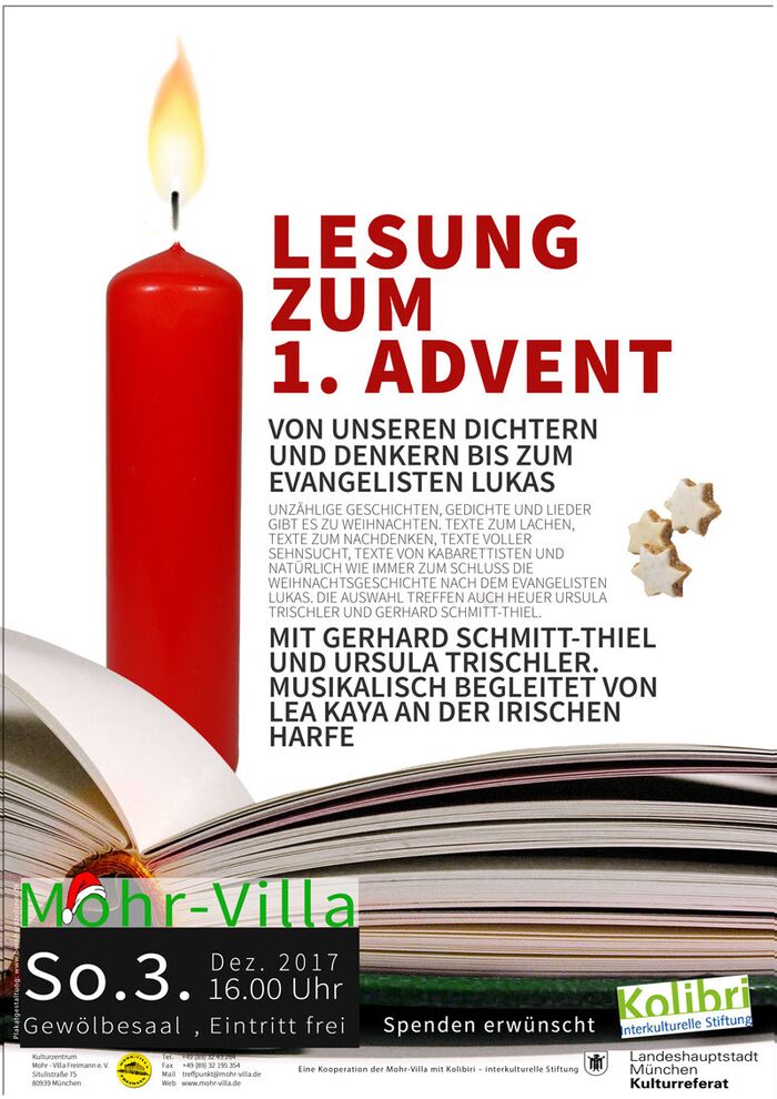 Plakat zur Veranstaltung: Lesung zum 1. Advent