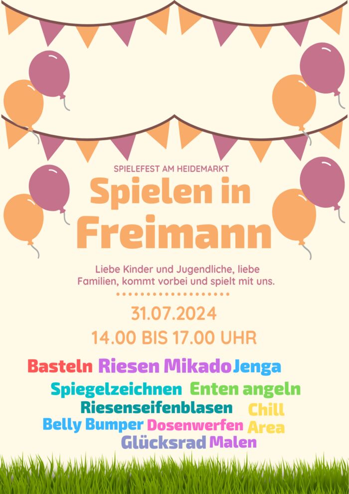 Plakat zur Veranstaltung: Spiel, Spaß, Spannung am Heidemarkt