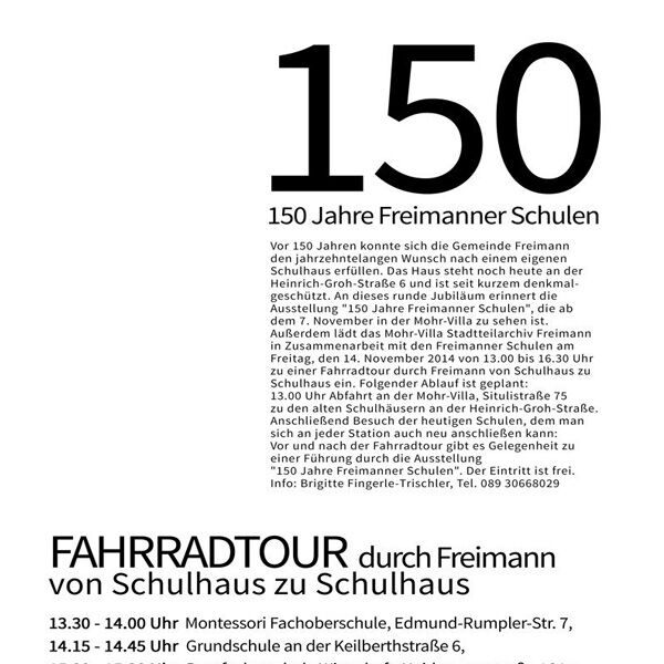 Veranstaltung Mohr-Villa: Radtour Freimanner Schulen