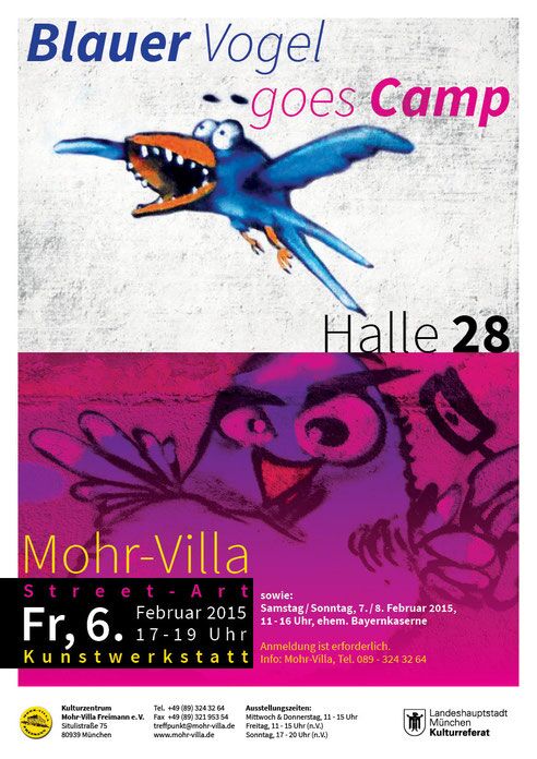 Plakat zur Veranstaltung: Blauer Vogel goes Camp