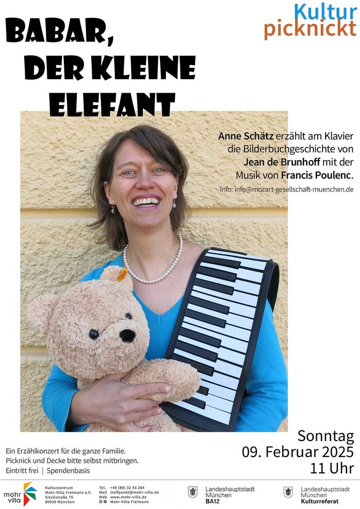 Plakat zur Veranstaltung: Kultur picknickt: Babar, der kleine Elefant