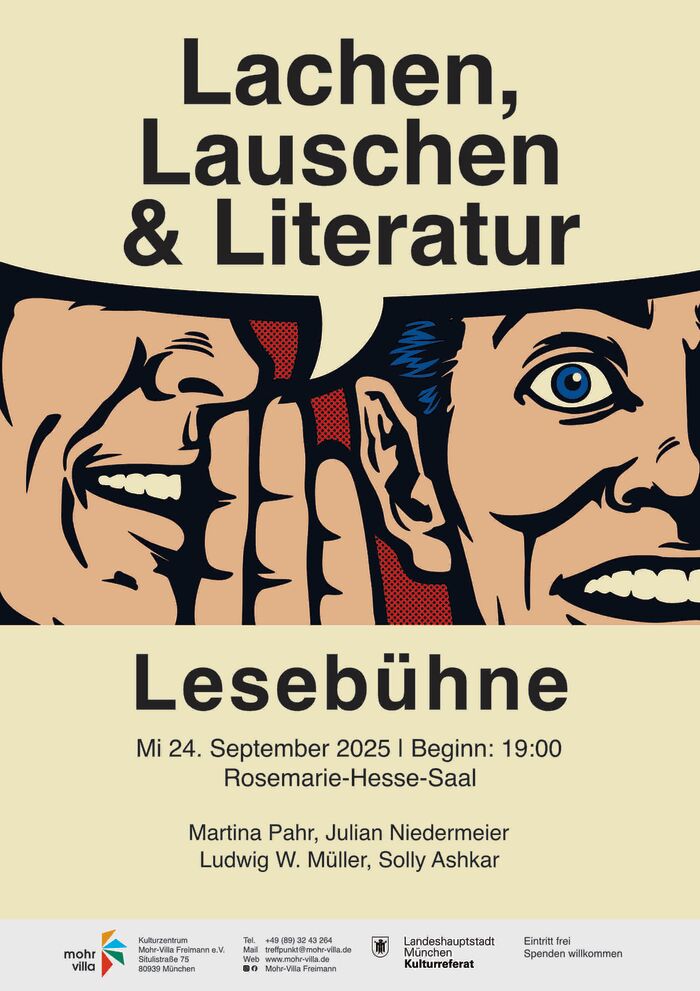 Plakat zur Veranstaltung: Lesebühne: Lachen, Lauschen & Literatur