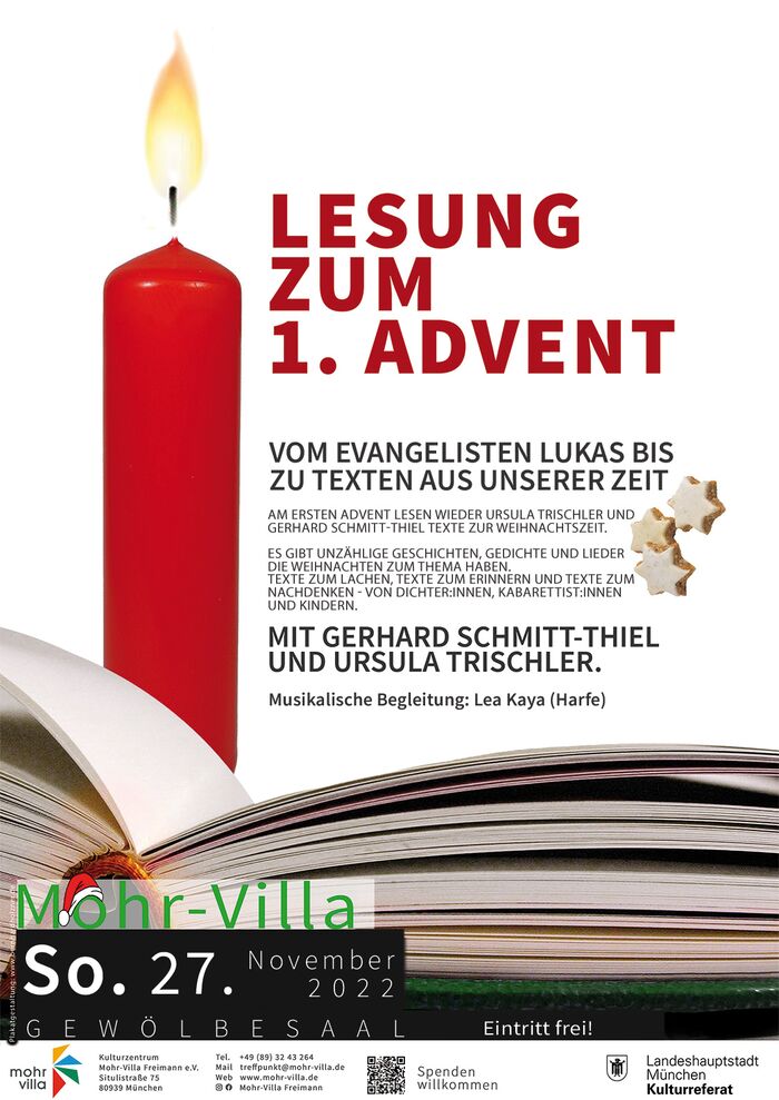 Plakat zur Veranstaltung: Lesung zum 1. Advent